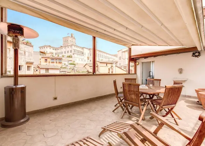 Attic With Terrace By Trevi Fountain